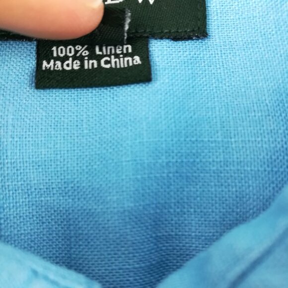 Vintage J Crew Shirt 100% Linen Short Sleeve Button Down Blue Mens Medium Y2K - Picture 4 of 10